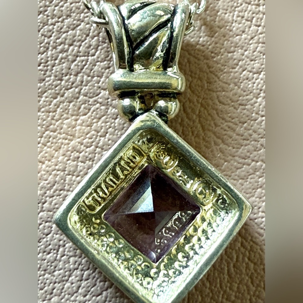 💜 Sterling Silver Amethyst Pendant Necklace – 925 Thailand & Italy - Picture 4 of 4